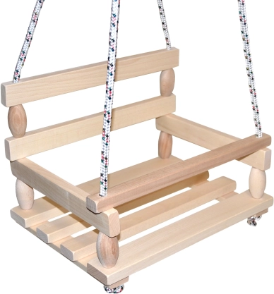 Drewniana naturalna huśtawka dla dzieci