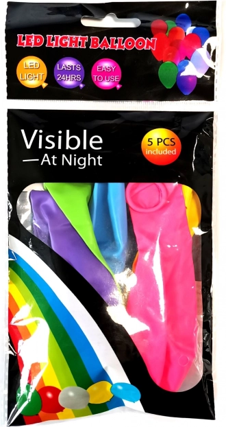 Świecące balony LED 30 cm – 5 szt. mix kolorów