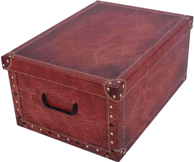 Kartonikowy box do przechowywania MAXI skóra z okuciami czerwony