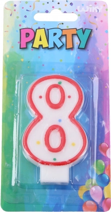 Imprezowa świeczka czerwona w kształcie cyfry 8