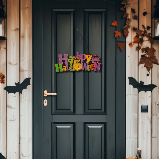 Wisząca dekoracja halloweenowa Happy Halloween 42,5 × 18 cm
