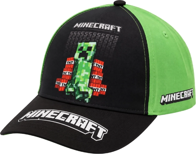 Czapka z daszkiem dla dzieci Minecraft Creeper czarno-zielona 55 cm