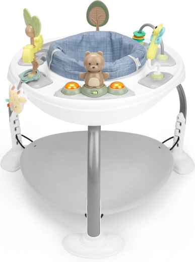 Ingenuity aktywne centrum skoczek i stolik edukacyjny 2 w 1 Bounce to Bloom Chambray