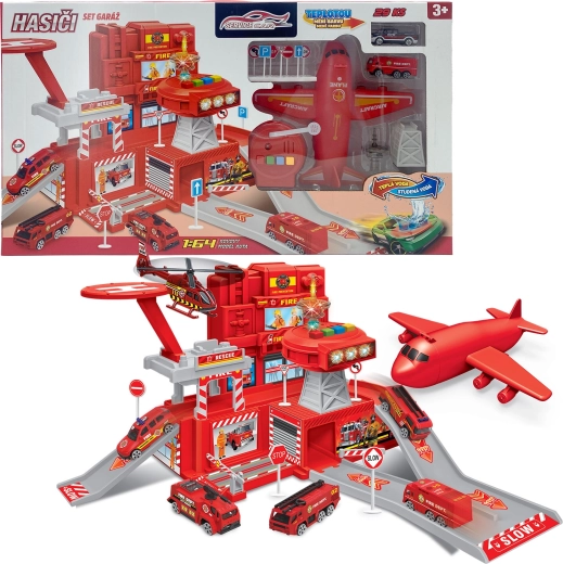 Zestaw strażacki z garażem i autem zmieniającym kolor
