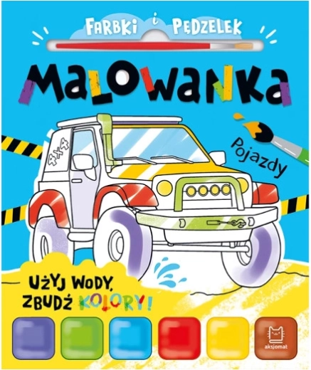 Malowanka wodna z farbami i pędzelkiem – Pojazdy