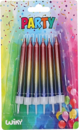 Metaliczne świeczki ze stojaczkami - 6 sztuk