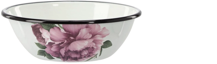 Emaliowana miska Laura z motywem białej piwonii 0,6 l, średnica 16,5 cm