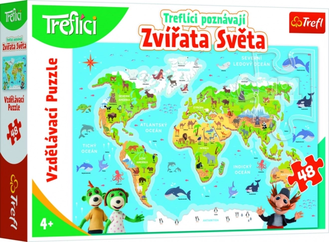 Puzzle Trefliki Poznają Zwierzęta Świata 48 Elementów