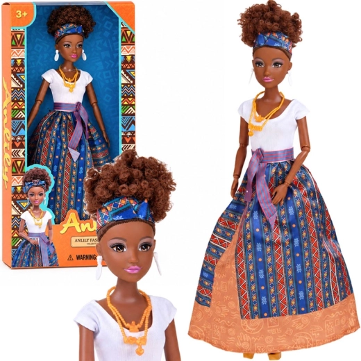 Lalka Anlily w kolorowym stylu inspirowanym świętem Kwanzaa