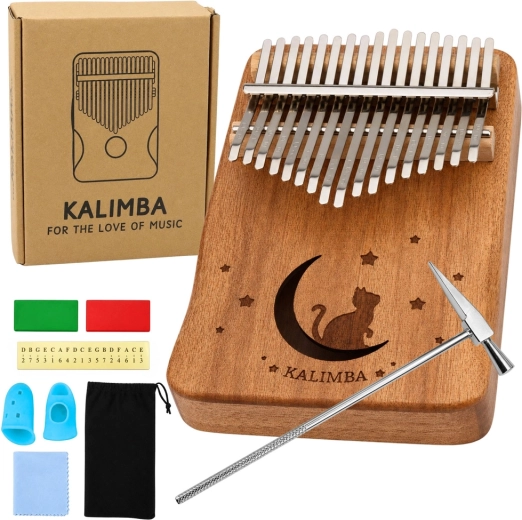 Kalimba z 17 klawiszami – drewniane pianino kciukowe z akcesoriami