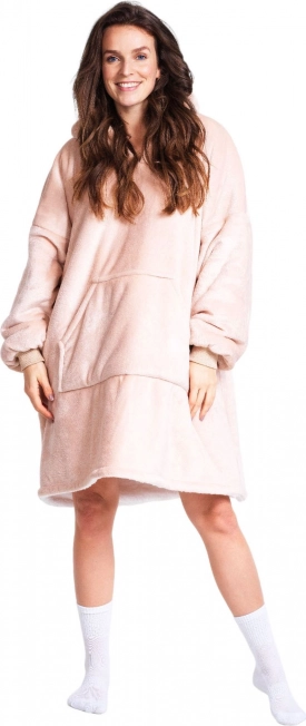 Cozy Noxxiez CH357 Beżowa – ogrzewająca telewizyjna bluza-koc z kapturem dla nastolatków i dorosłych