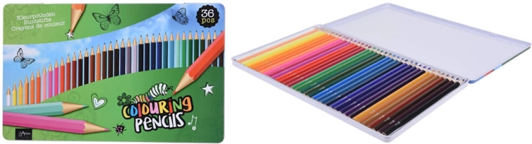 Drewniane kredki 36 szt. w metalowym pudełku