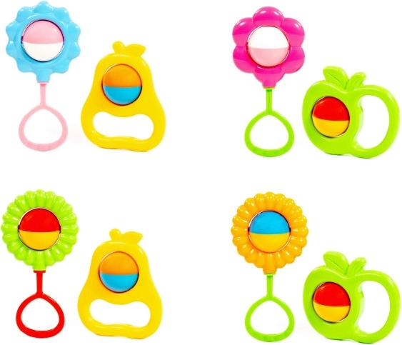 Zestaw grzechotek kwiat i owoce