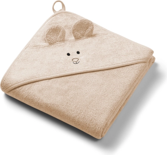 Babyono bambusowy ręcznik z kapturkiem super soft ciemny beż 100 × 100 cm