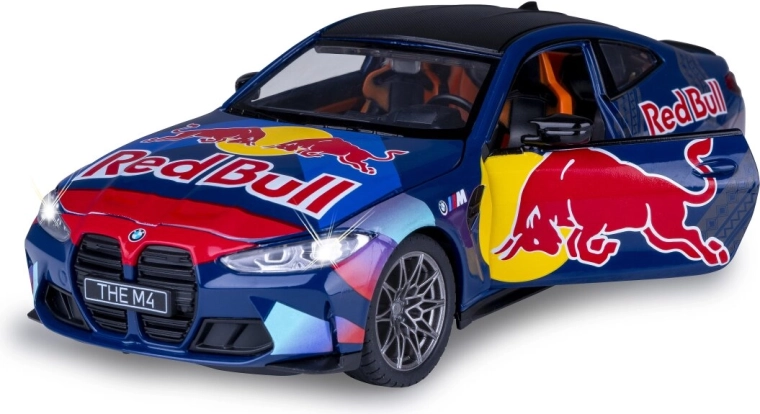 Metalowy model BMW M4 w skali 1:23, niebieski