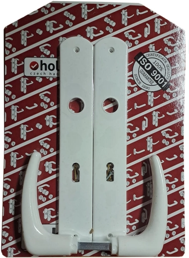 Klamka drzwiowa Classic z długim szyldem XXL, biała, do zamka zapadkowego 90 mm