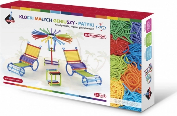 Klocki patyczki 360 sztuk w pudełku
