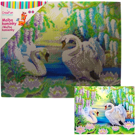 Diamentowa mozaika – łabędzie 40 × 50 cm