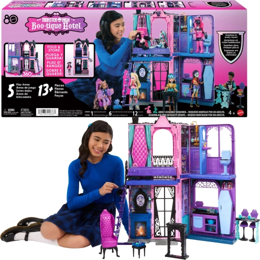 Monster High Boo-tique Hotel – straszny, składany domek-hotel z mebelkami i akcesoriami