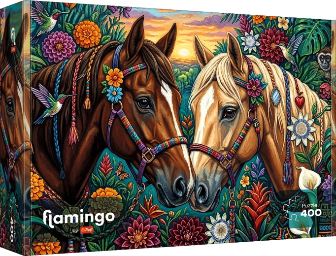 Puzzle Trefl Flamingo: kwiatowy wyścig 400 elementów