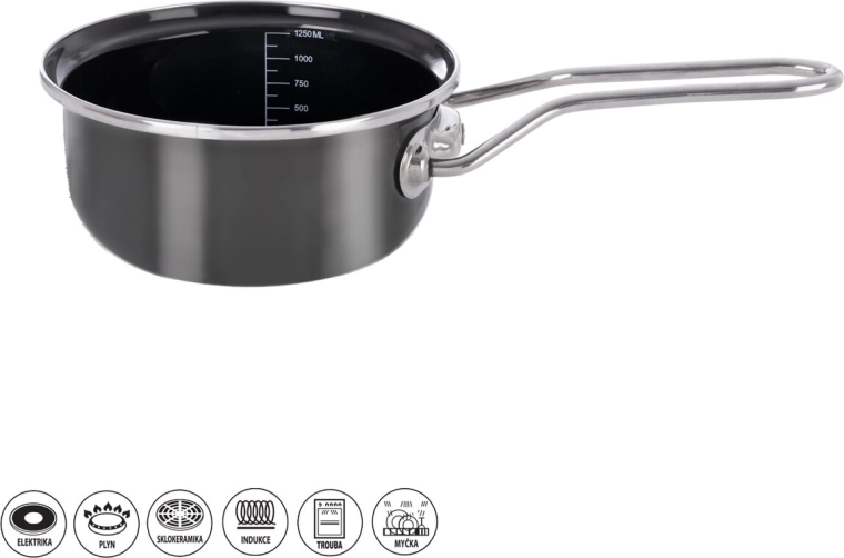 Emaliowany rondel METALIC z rantem 18 cm