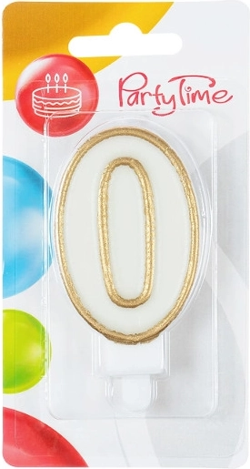 Złota urodzinowa świeczka cyfra 0