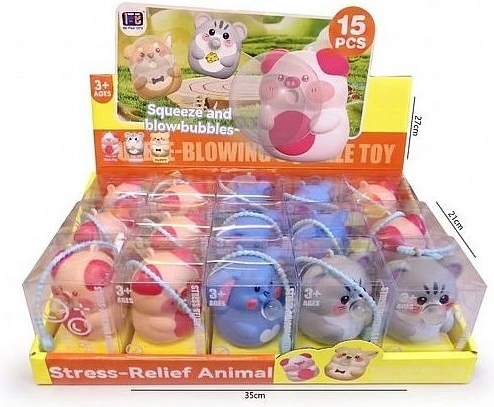Winylowa ściskana figurka zwierzątka z bańką 7 cm