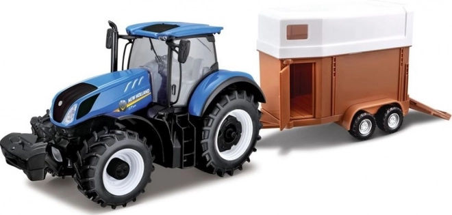 Bburago Traktor Rolniczy New Holland z przyczepą dla koni