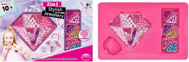 Kolorowe koraliki do wyrobu biżuterii w pudełku w kształcie diamentu