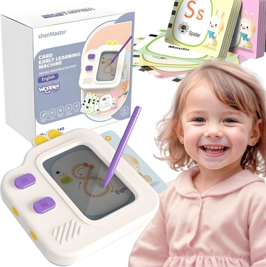 Woopie dziecięcy LCD znikopis i czytnik edukacyjnych kart 2w1, 120 kart