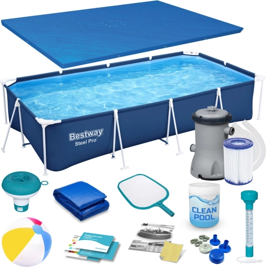 Ogrodowy basen stelażowy 400 × 211 × 81 cm zestaw 15w1 BESTWAY Steel Pro