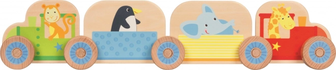 Drewniane klocki Mój mały pociąg ze zwierzątkami