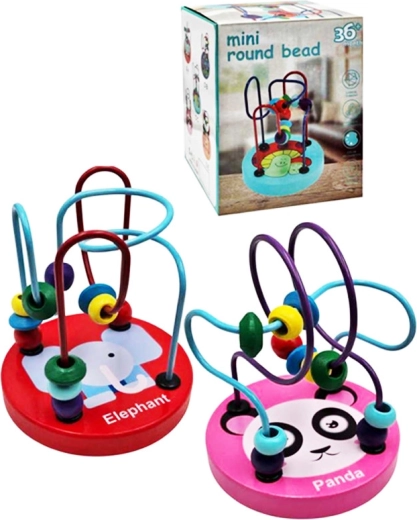 drewniany koralikowy labirynt ze zwierzątkiem