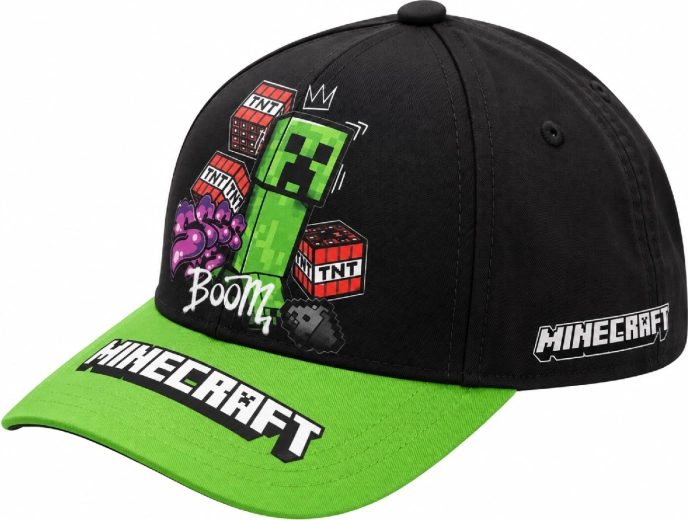 Dziecięca czapka z daszkiem Minecraft Creeper Boom czarno-zielona, 55 cm