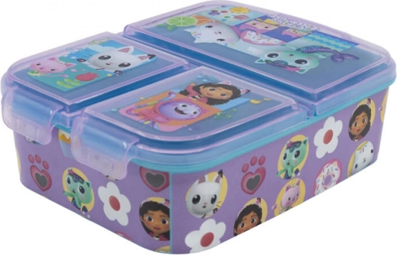 Fioletowy lunch box Gabby's Dollhouse z 3 przegrodami