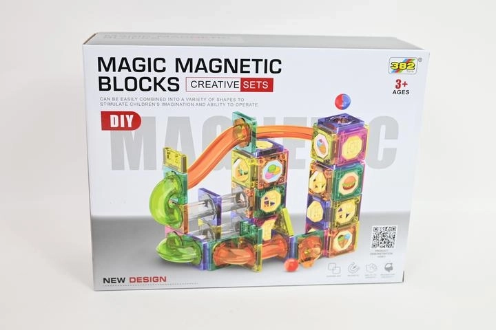 Magnetyczne klocki konstrukcyjne – tor kulkowy 94 elementy