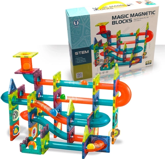 Magnetyczna kulkowa kolejka – zestaw konstrukcyjny 96 szt.