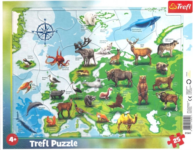 TREFL Puzzle Mapa Europy ze zwierzątkami 25 elementów
