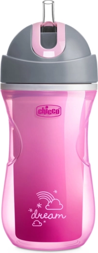 Chicco termo kubek ze słomką 266 ml różowy (14m+)