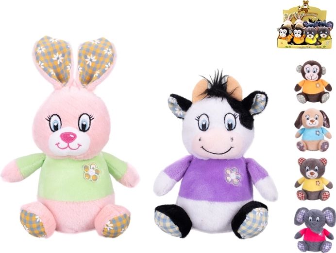 Pluszowe zwierzątko 15 cm z kolorową koszulką, od urodzenia