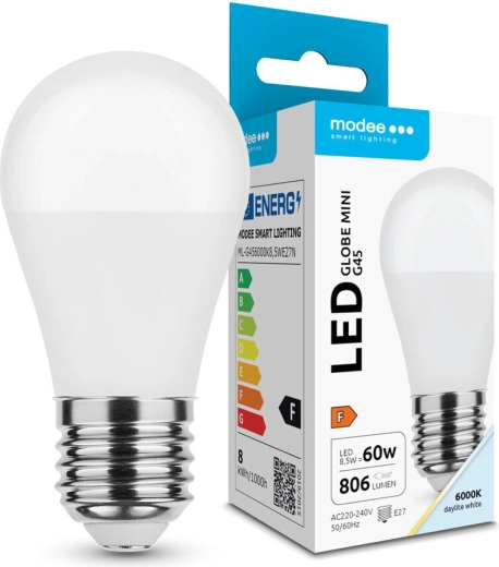 Modee LED żarówka Globe Mini G45 8,5 W E27 806 lm zimna biała