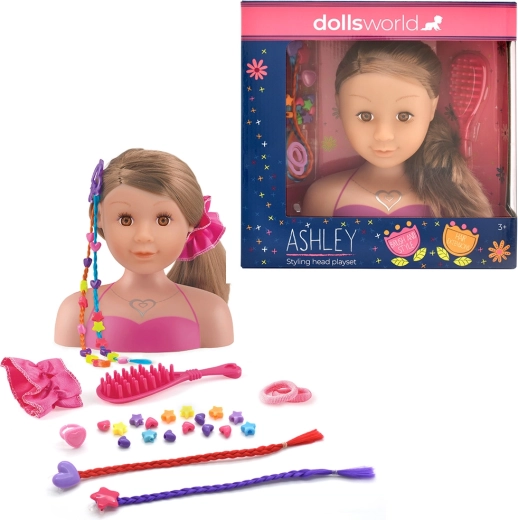 Dolls World głowa do czesania Ashley brunetka 21 cm