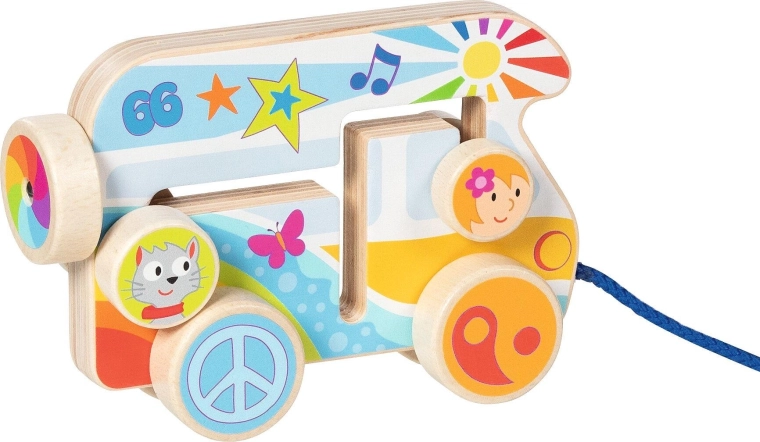 Drewniany samochodzik do ciągnięcia camper van – 1 szt.