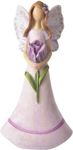 Dekoracyjna figurka wróżki z polyresinu, fioletowa, 11 cm