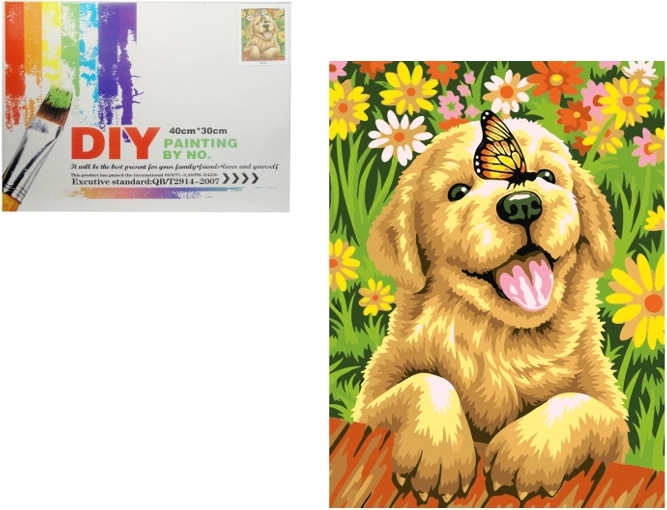 Malowanie po numerach – piesek z muszką