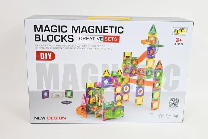 Magnetyczne klocki konstrukcyjne – tor kulkowy 126 elementów