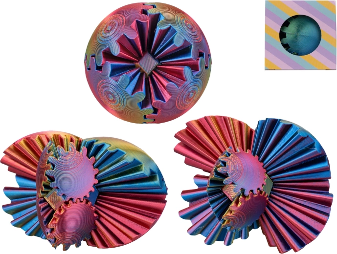 Antystresowa łamigłówkowa piłeczka 6 cm – dwukolorowa spiralna piłka łamigłówka