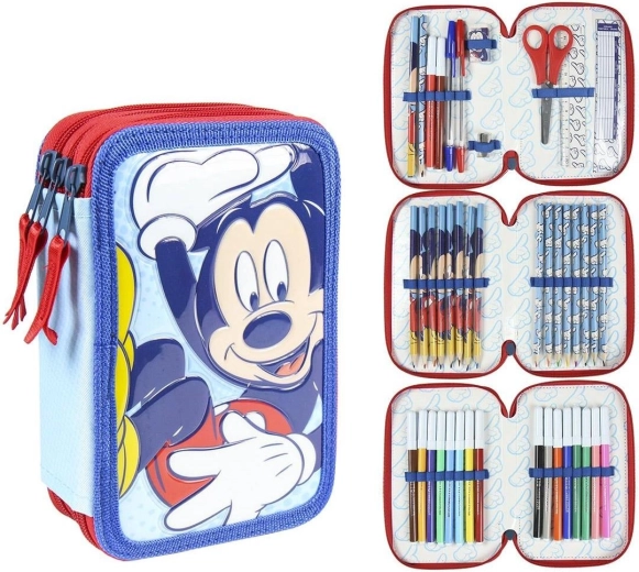 Wyposażony trzykomorowy piórnik Mickey - 1 sztuka