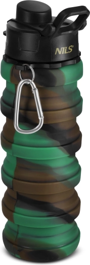 Składana silikonowa butelka 500 ml zielona NILS Camp