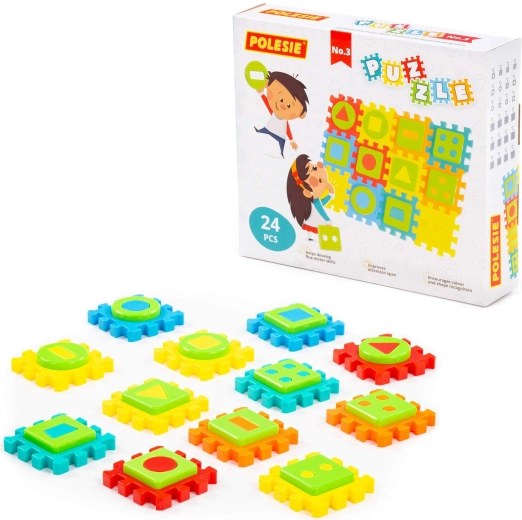 Dziecięce puzzle do układania z kształtami, 24 elementy w pudełku